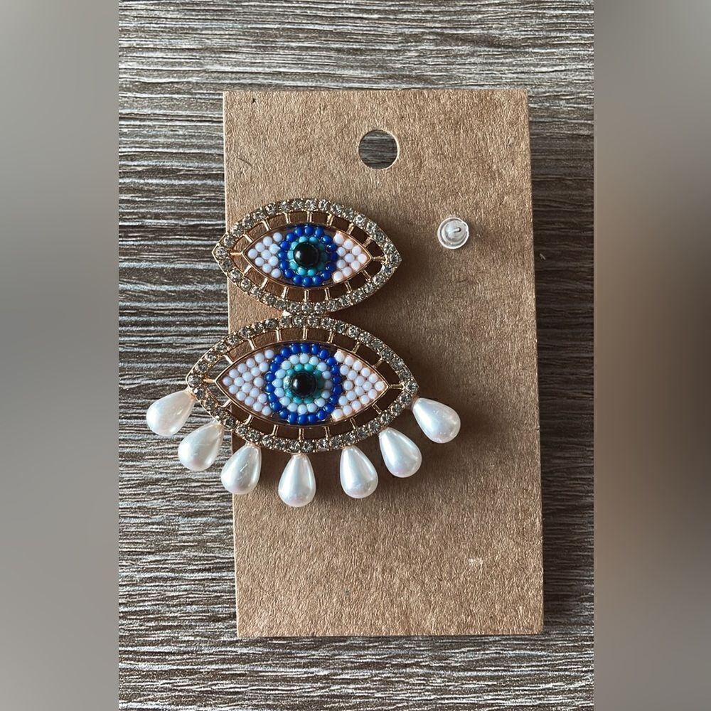 Evil eye earring drop A467 - Picture 4 of 4